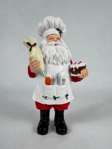 Vintage Bäcker Koch Weihnachtsmann Figur hält Kuchen und Utensilien 5,5 Zoll - Bild 1 von 6