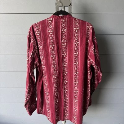 De colección Wrangler Western Cuello con Bandas Colas X Largas 16.5/35 Granate Tira Floral Foto 1 de 4