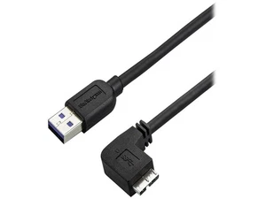 StarTech.com 0.5m 20in Slim Micro USB 3.0 Cable - M/M - USB 3.0 A to Right-Angle - Picture 1 of 4
