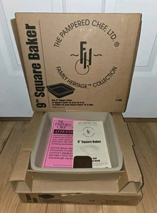 LOT OF 2 NIB Pampered Chef 9" (9”x9”) Stoneware Stone Square Baker #1490 USA  - Picture 1 of 9