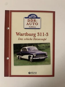 Atlas Wartburg 311-3 Datenblatt Prospekt Literatur Auto Broschüre DDR - Bild 1 von 4