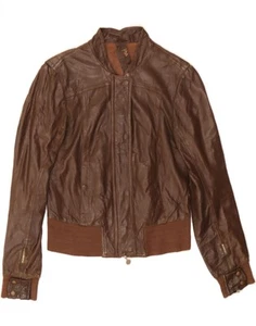 PATRIZIA PEPE Womens Leather Jacket IT 46 Large Brown Leather CU01 - Picture 1 of 5