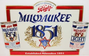 Vintage sign BLATZ MILWAUKEE 1851 beer die cut picturing cans unused n-mint+ - Picture 1 of 4