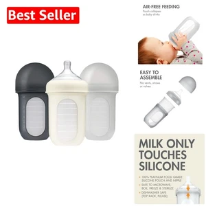 8oz Nursh Silicone Baby Bottles – Medium Flow Nipple, 3 Count, Safe for Babies - Picture 1 of 11