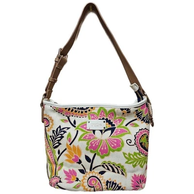 Bolso de Hombro Hobo Spartina 449 High Ebb Piper Lino Cuero Floral Paisley Foto 1 de 4