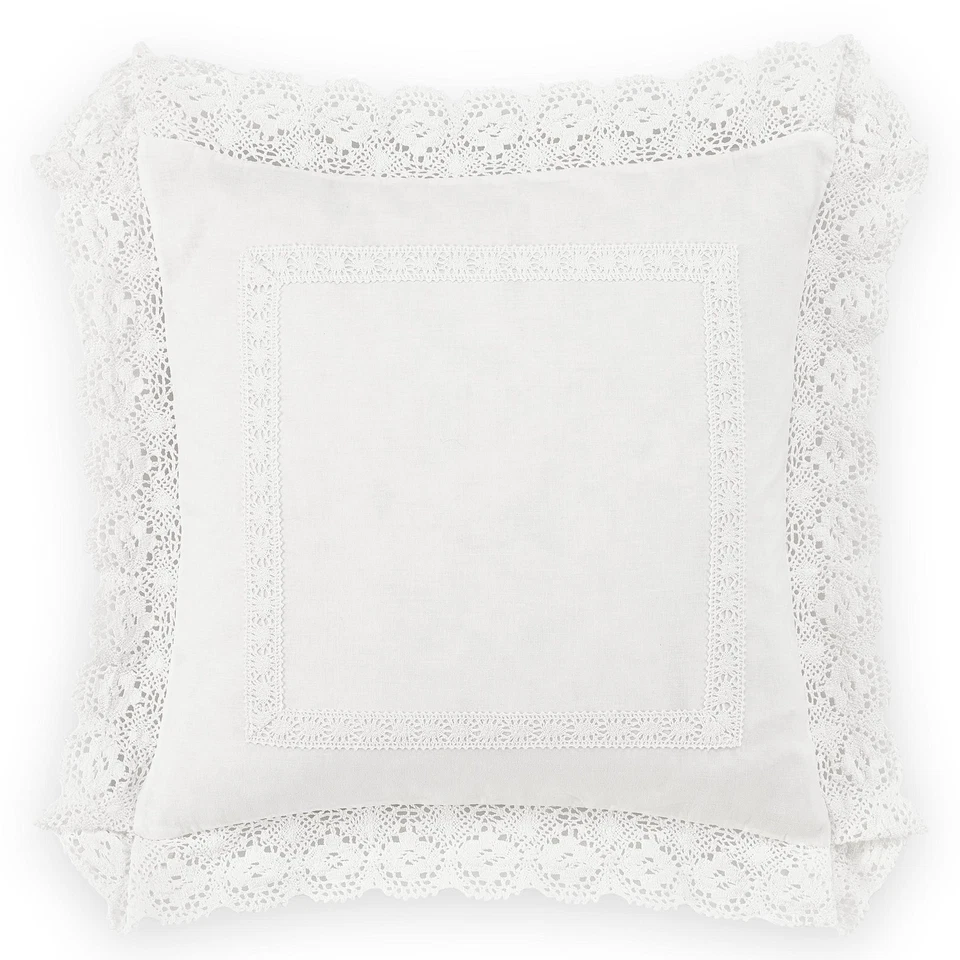 Laura Ashley ANNABELLA Solid Cotton Throw Pillow in WHITE (18" ") -