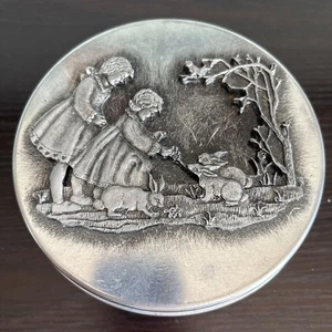 Silver Tin With Scene On Lid - Picture 1 of 7