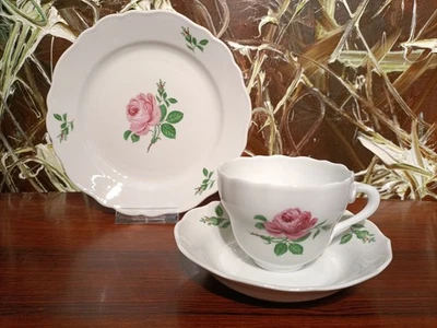 HUTSCHENREUTHER Maria Theresia ROTE ROSE  edles 3 teiliges Kaffeegedeck - Bild 1 von 4