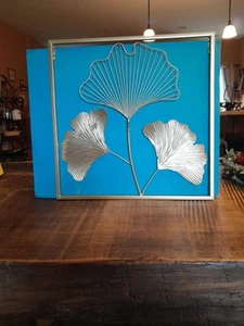 Lot of 3 Gold Tone Metal Wall Art Hangings Round & Square Leaves Floral Flower - Picture 1 of 10