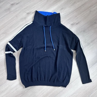 Lisa Todd Jersey Sudadera Algodón Cachemira Suéter Negro Azul Pequeño Foto 1 de 4
