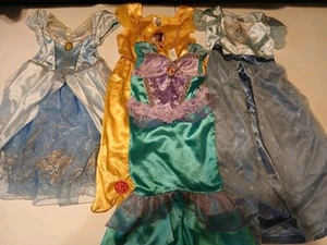 Lot Of 4 Disney Princess Dress Up Gowns Costumes Girls 4, 4-6, 7/8 Ariel Belle - Picture 1 of 18