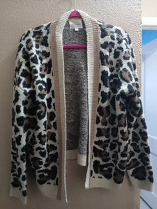line dot Leppard Print Open Sweater Cardigan M - Bild 1 von 4