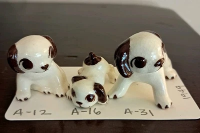 Difícil de encontrar Early Hagen Renaker Mutt Family, blanco y negro, 1949 Foto 1 de 4