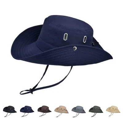 Sun Hat Summer Wide Brim Bucket Hat Breathable Boonie Hat Foldable Safari Cap - Image 1 of 4