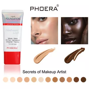 PHOERA Liquid Foundation Full Coverage Velvety Matte Flawless Lasting Makeup UK - Picture 1 of 32
