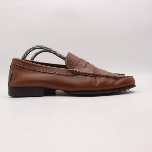 TOD’S TOD'S Penny mocassini slip on in pelle marrone da uomo taglia UK 8 scarpe da guida