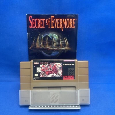Secret of Evermore Super Nintendo 1991 SNES Cart And Protector Plus Manual. - Image 1 of 4