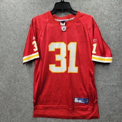 堪萨斯城酋长队牧师福尔摩斯青年 XL (18-20) 红色缝线锐步球衣 #31 — 第 1/4 张图片