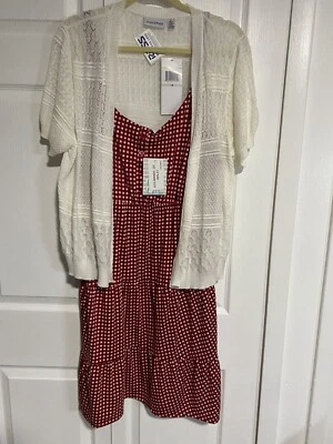 Vestido sin mangas LuLaRoe XXL 2XLAmanda en capas Americana 2023 rojo y blanco a cuadros guinga Foto 1 de 4