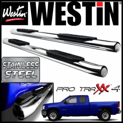 Westin Pro Traxx 4 barras de paso Nerf ovaladas inoxidables GMC Sierra 2007-13 cabina extendida Foto 1 de 4