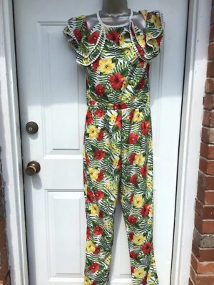 XOXO Medium~29 Inseam~35 BustJumpsuit Colorful Multicolor Ruffled Shoulder NWT - Image 1 of 4