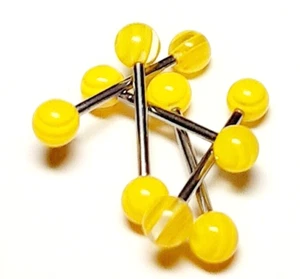 Barbell Tongue Nipple Ring Acrylic/Steel 14 Gauge 5/8" 6mm Yellow Stripe - Picture 1 of 3