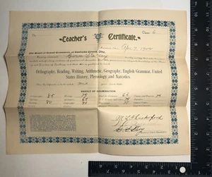 Vintage Teachers Certificate Dated 1900 - Picture 1 of 5