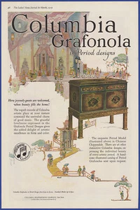 Vintage 1919 COLUMBIA GRAFONOLA Phonograph Ephemera Art Décor Print Ad - Picture 1 of 1