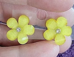 _Hawaiin Plumeria Yellow Flower Stud Studded Earrings - 1 Pair - Unique!!! - Picture 1 of 5