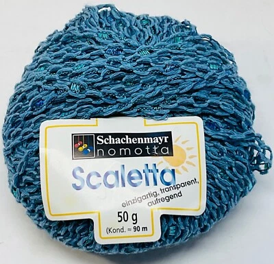 Schachenmayer Nomotta Scaletta Cotton Acrylic Yarn Lot of 3 New Blue 0052Ribbon - Image 1 of 4