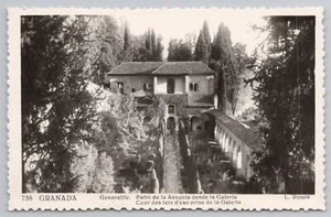 Postal RPPC Palacio Generalife, Patio de la Acequia en Granada España años 30 - Imagen 1 de 2