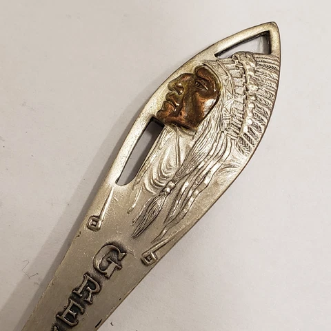 Vintage Sterling Silver Great Smoky Mountains Native Am Indian Souvenir Spoon Cover