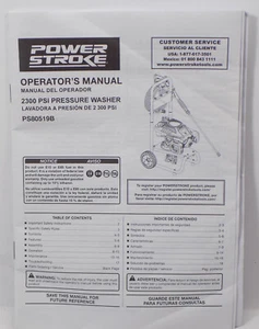 POWER STROKE / 2300 PSI / PRESSURE WASH / INSTRUCTION MANUAL / ENGLISH & SPANISH - Picture 1 of 2