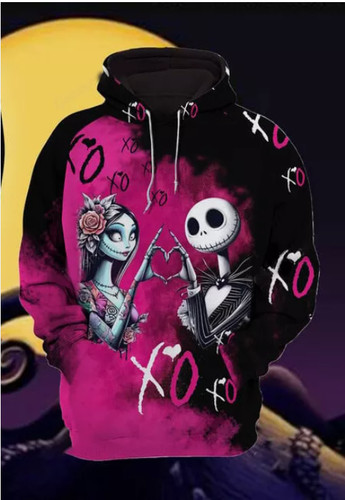 FELPA CON CAPPUCCIO 3D Jack And Sally XoXo Insieme Per Sempre Buon San Valentino MIGLIOR PREZZO