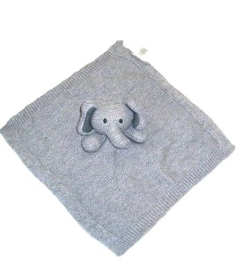 Modern Baby Gray Knit Elephant Blanket Security Lovey - image 1 of 3