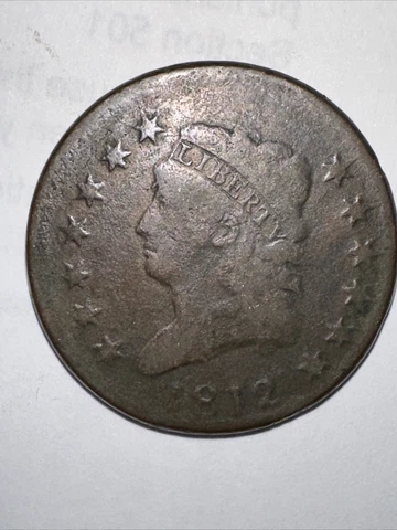 Rare - 1812 Large one cent Classic head, Good condition Cover