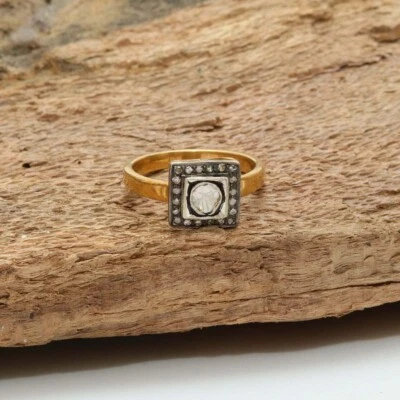 925 Sterling Silver-Rosecut Diamond Ring-Statement Ring-Vintage Ring-Womens Gift - Image 1 of 4