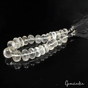 Natural Untreated White Quartz 240.00 Ct Round Cab Drilled Bead Strand 24 Pcs - Picture 1 of 4