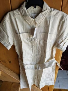 Banana Republic Women's LINEN-BLEND TWILL ROMPER Stone Washed Size (M) NWT - Picture 1 of 12