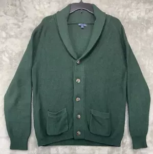 GAP Mens Shawl Collar Cardigan Large Green Fisherman Knit Grandpa Heavyweight - Picture 1 of 10