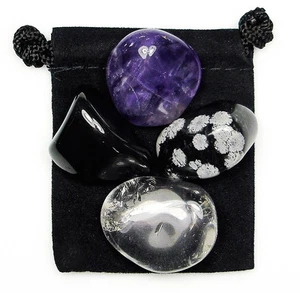 FINDING YOUR CENTER Tumbled Crystal Healing Set = 4 Stones + Pouch + Description - Picture 1 of 2