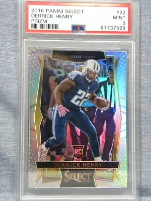 DERRICK HENRY ROOKIE 2016 PANINI SELECT SILVER PRIZM #22 PSA 9 MINT ROOKIE - Image 1 of 4