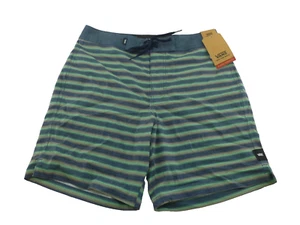NEW Men's Vans 18" 4 Way Stretch Knollwood Board Shorts- Green Stripes - Picture 1 of 9
