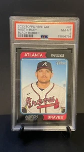 2023 Topps Heritage #82 Austin Riley Black Short Print /50 - Picture 1 of 2