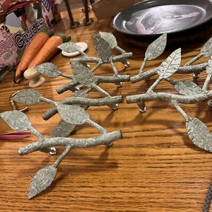 Drawer/door Pull 5” Twig Verdigris W/3 Leaves - Iron? 4" centers, 8” Tip To Tip - Picture 1 of 4