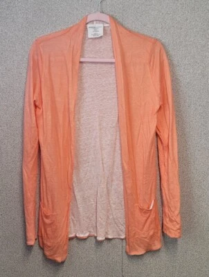 Cárdigan de lino Majestic Filatures Paris naranja coral otoño bolsillos verano 1018 Foto 1 de 4