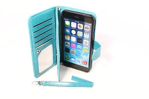New iPhone 6S plus 5.5 Leather Wallet Card Holder Flip Stand Case Cover coin - Picture 1 of 6