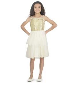 Wonder Nation Girls Delicate Ivory Sequin Mesh Dress Size 8 NEW - Picture 1 of 6