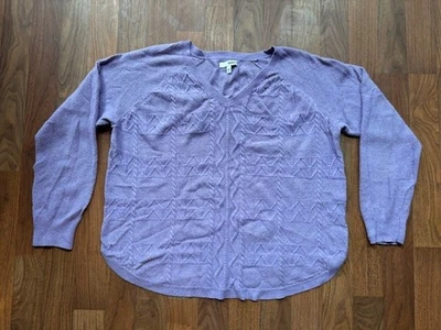 Suéter feminino Sonoma roxo claro ameixa manga longa XL malha de cabo gola redonda cropped - Imagem 1 de 4