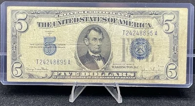 Certificado de plata 1934-D $5 sello azul Z211 Foto 1 de 2